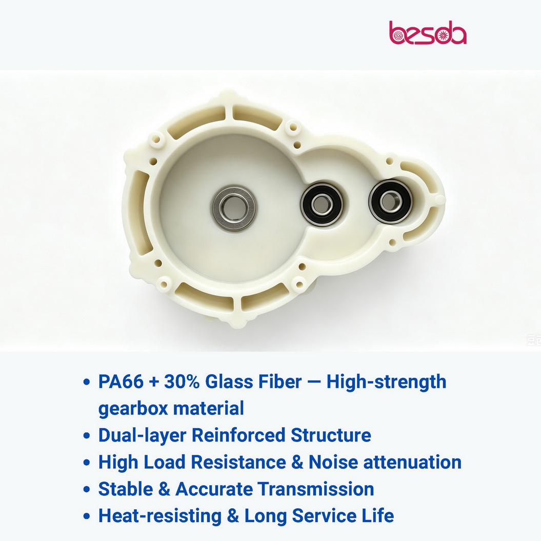 PA66 + 30% Glass Fiber High-strength gearbox material for BESDA Stand mixer model SM907-2 PA66 + 30% Glass Fiber High-strength gearbox material for BESDA Stand mixer model SM907-2