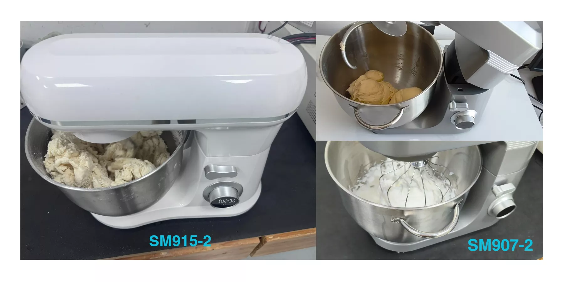 BESDA SM915-2 and SM907-2 stand mixer dough kneading and running tests